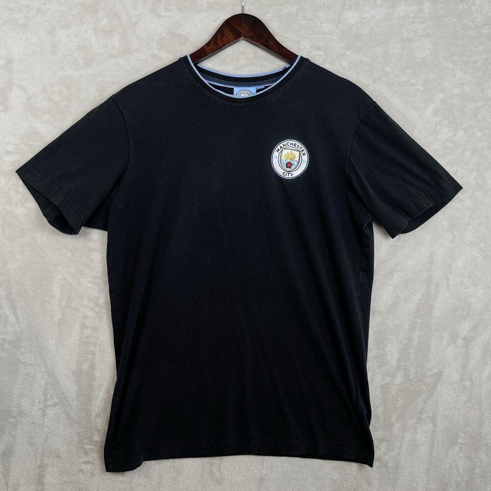 Official Manchester City FC Fanatics T Shirt Men's Medium Black Soccer Blokecore